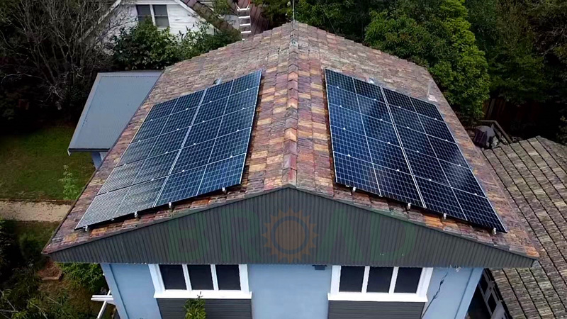 solar panels on pitched tile roman roof